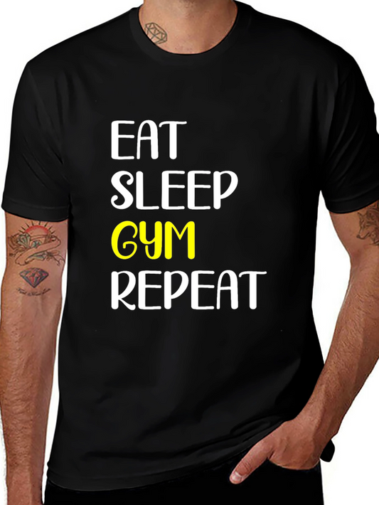 Eat Sleep Gym Repeat Black T-Shirt