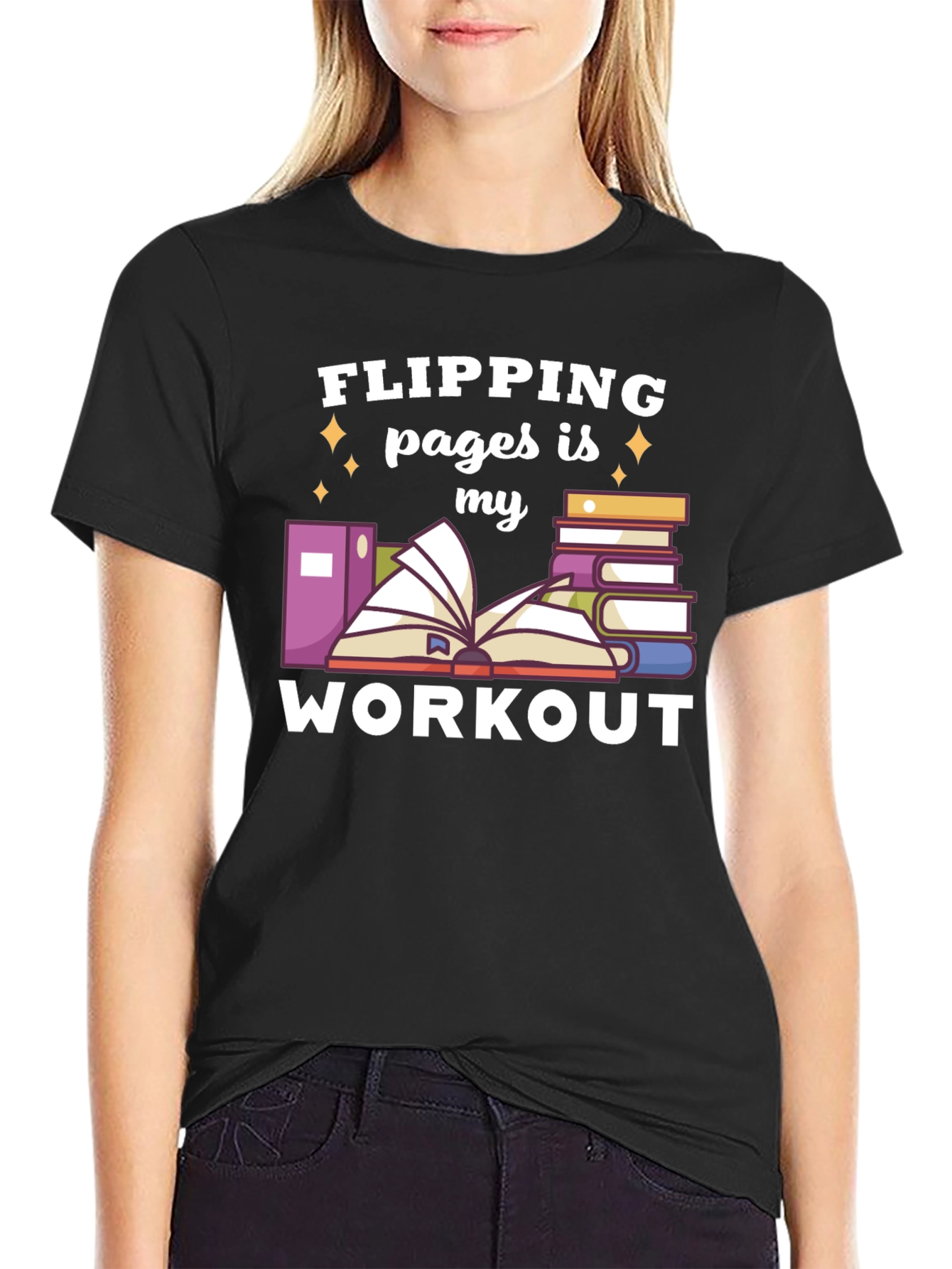 Flipping Pages is My Workout Black T-Shirt