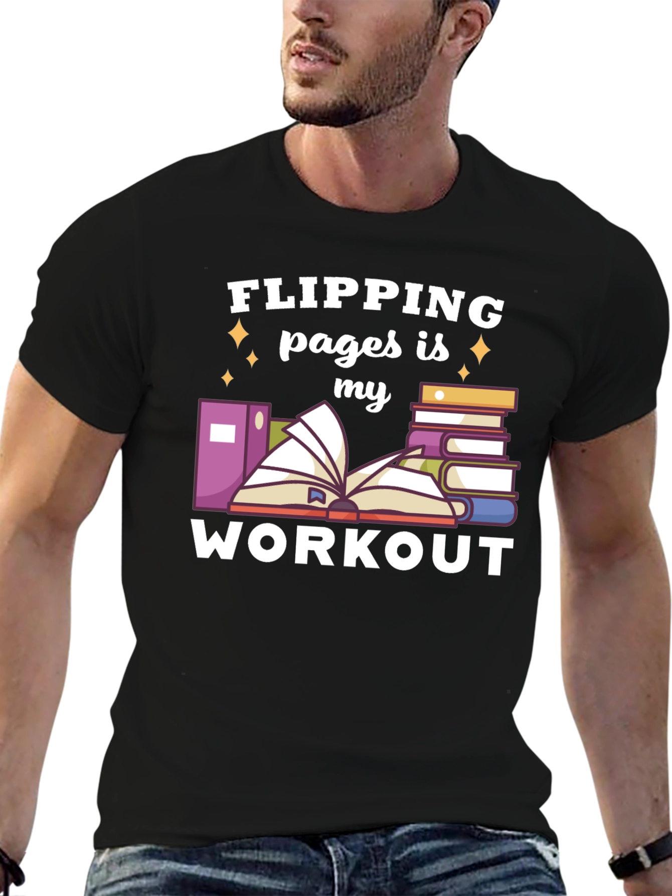 Flipping Pages is My Workout Black T-Shirt