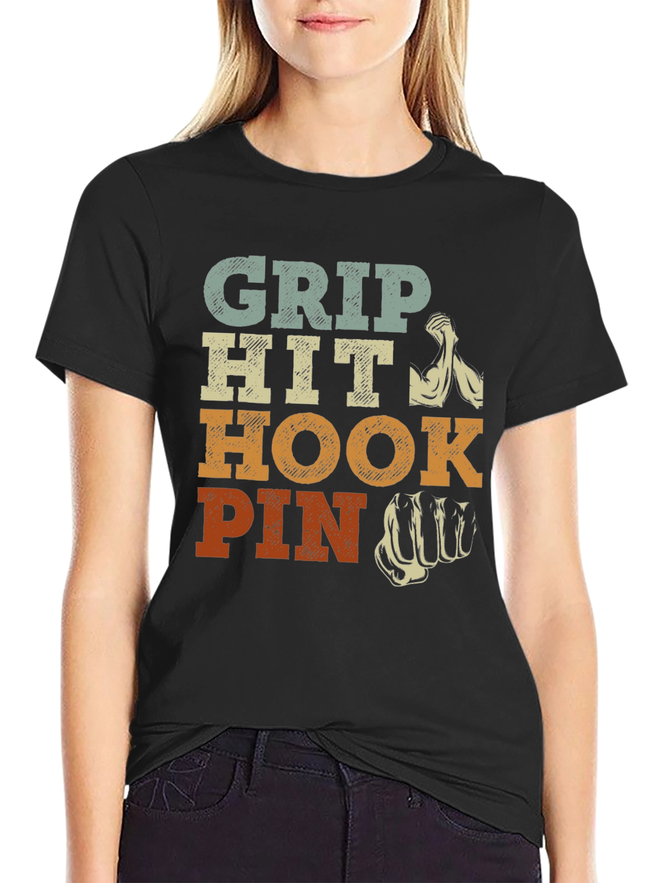 Grip Hit Hook Pin Arm Wrestling T-Shirt