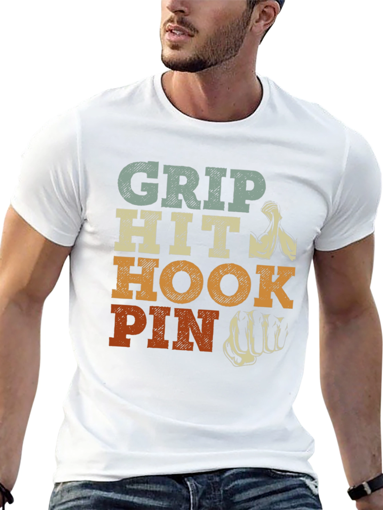 Grip Hit Hook Pin Arm Wrestling T-Shirt