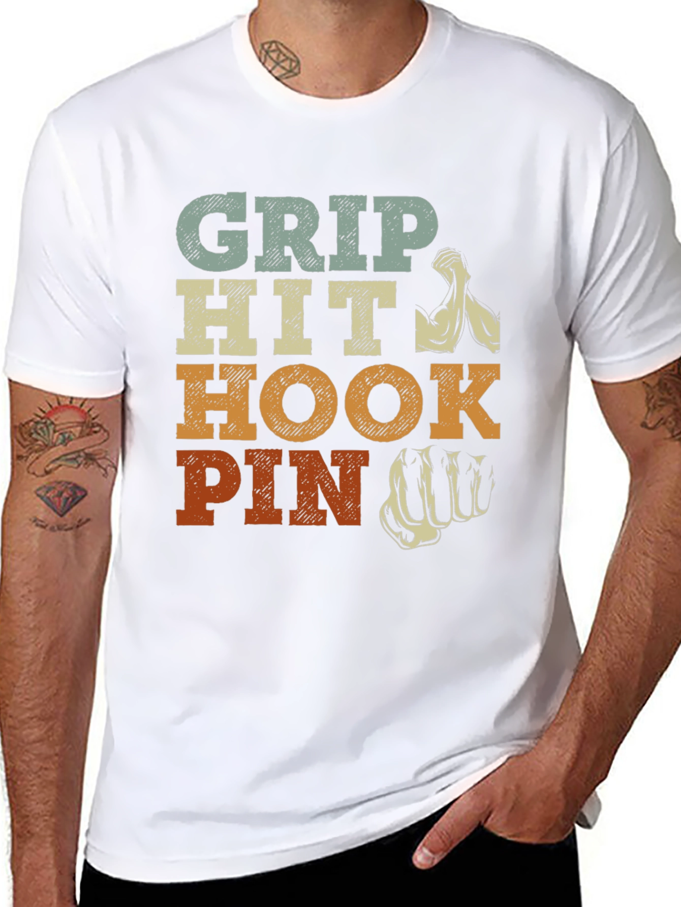 Grip Hit Hook Pin Arm Wrestling T-Shirt