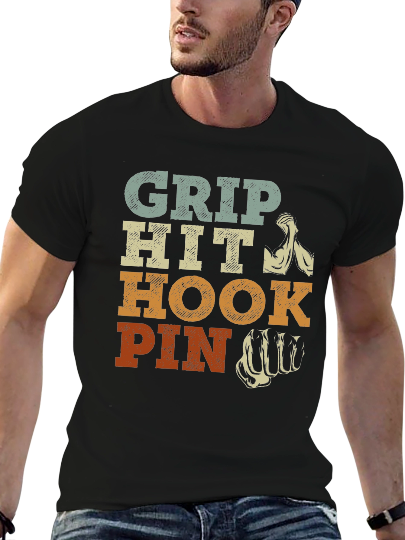 Grip Hit Hook Pin Arm Wrestling T-Shirt