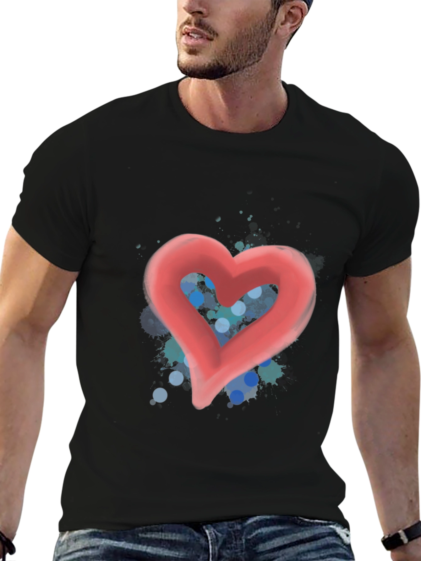 Heart Graphic Tee - Stylish Black T-Shirt