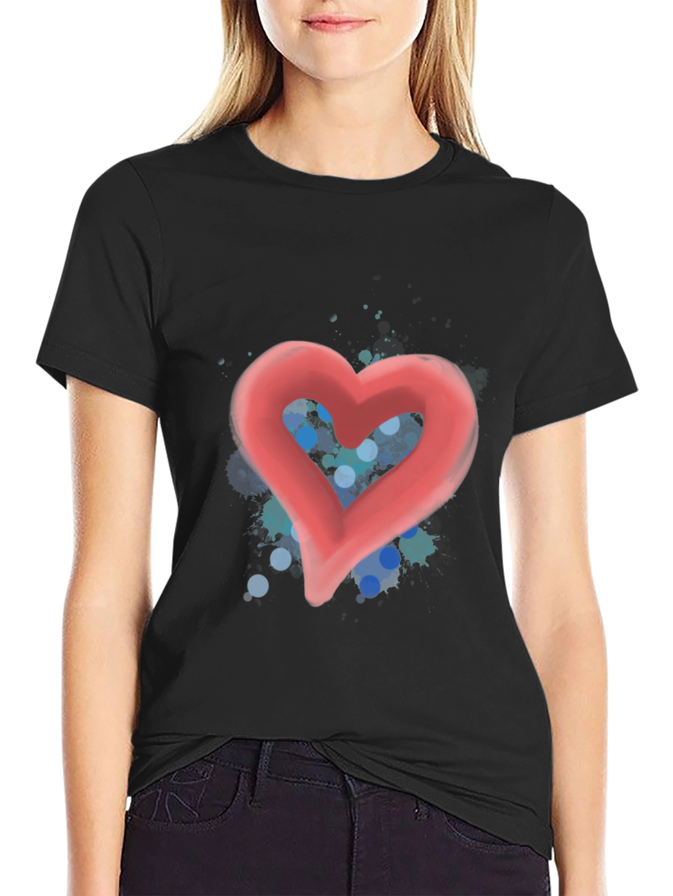 Heart Graphic Tee - Stylish Black T-Shirt