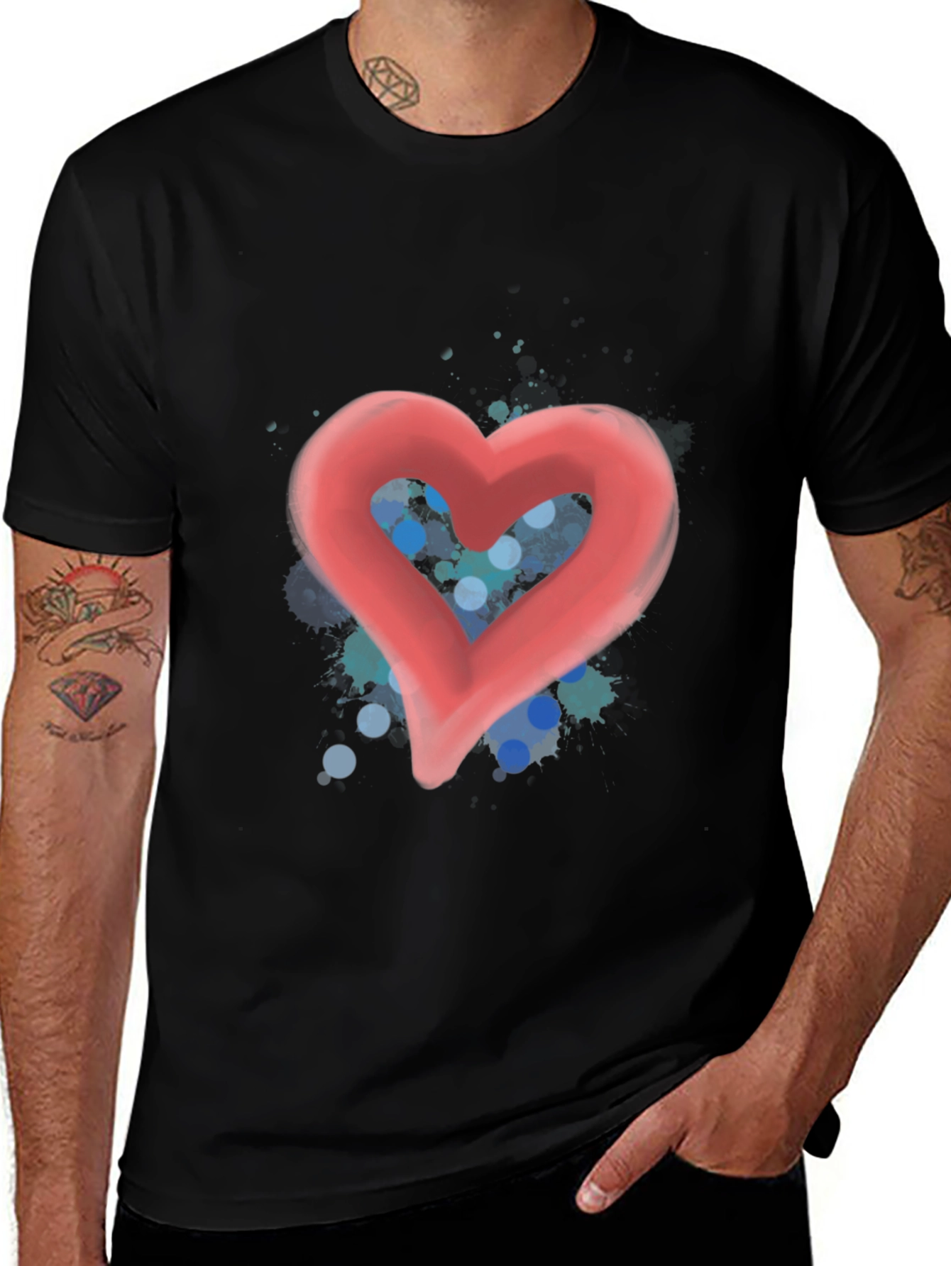 Heart Graphic Tee - Stylish Black T-Shirt