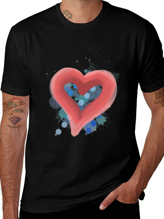 Heart Graphic Tee - Stylish Black T-Shirt