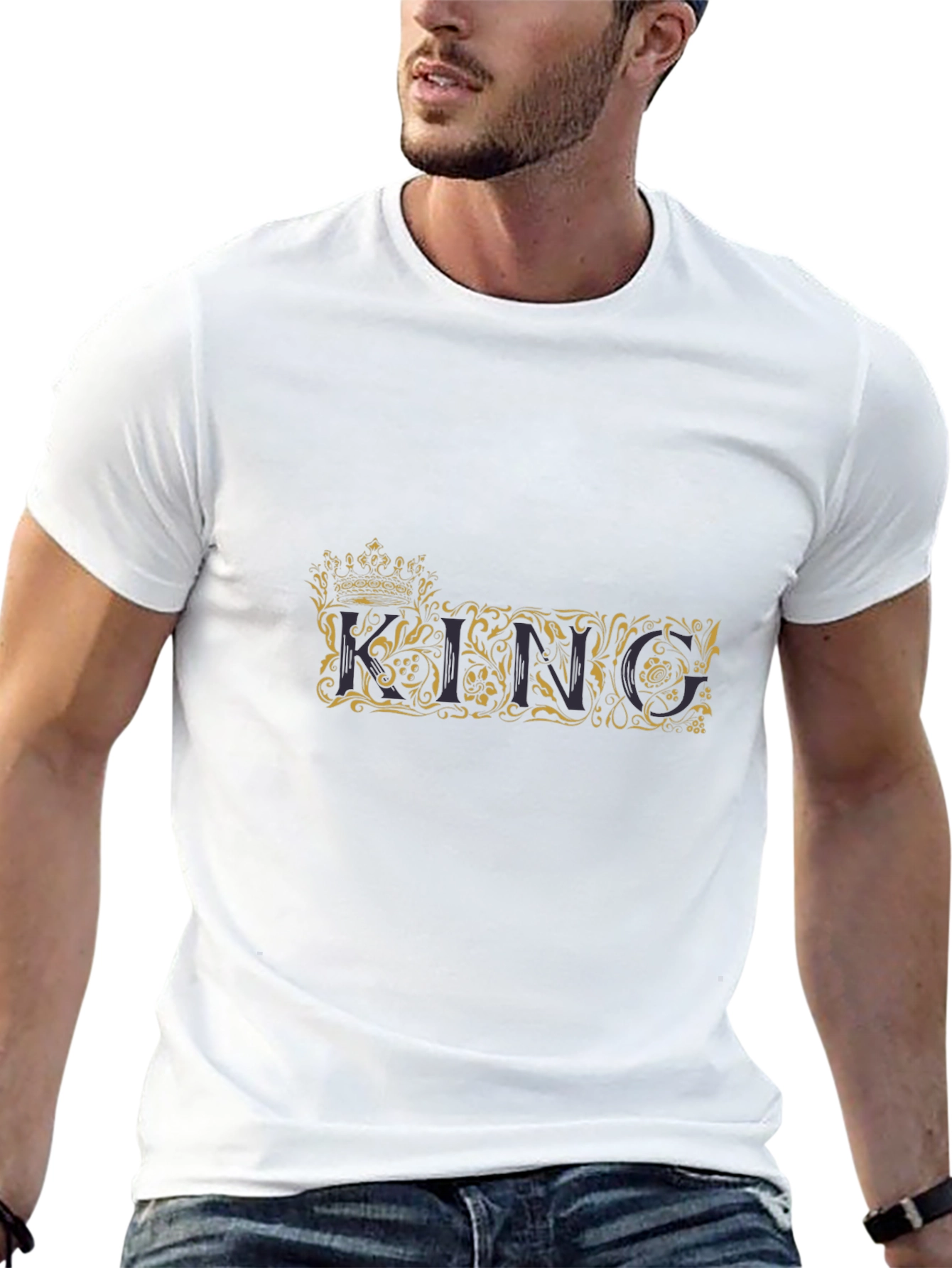 King Graphic Print Crew Neck T-Shirt