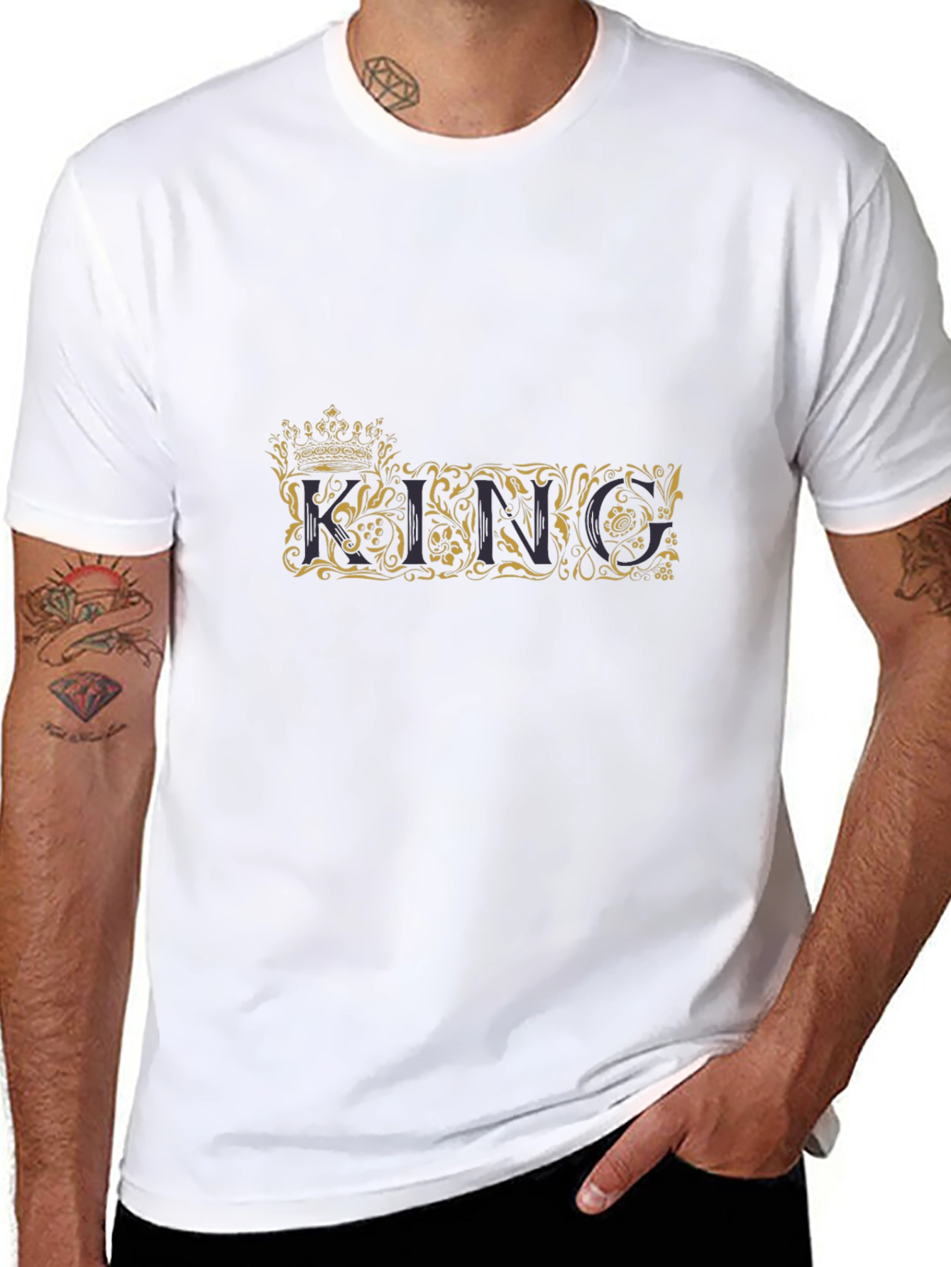 King Graphic Print Crew Neck T-Shirt