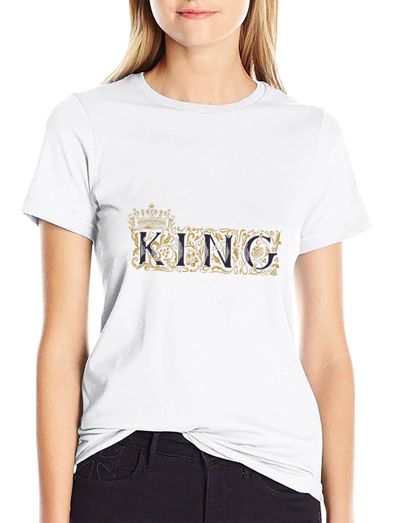 King Graphic Print Crew Neck T-Shirt