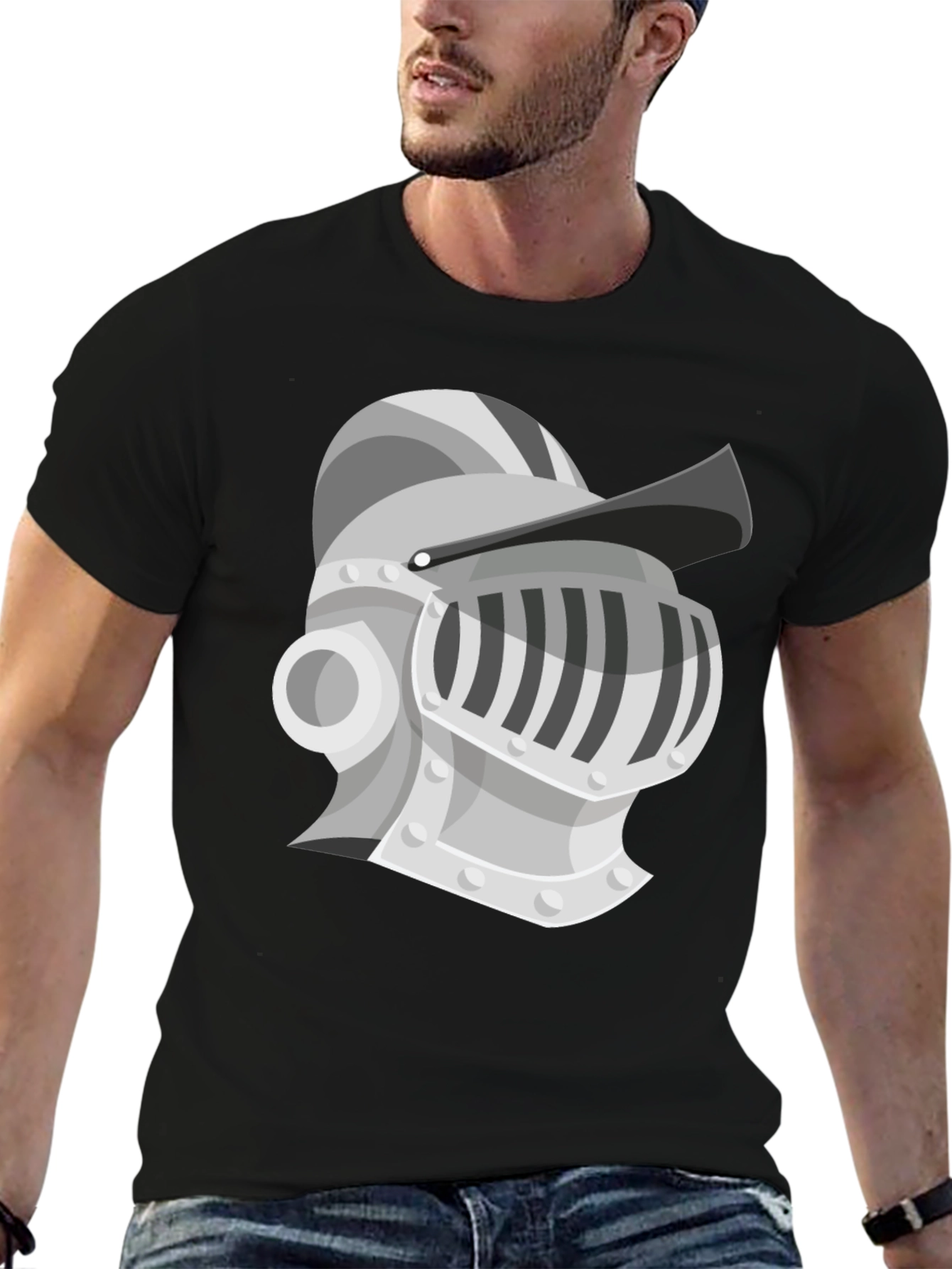 Knight Helmet Graphic Tee - Medieval Style