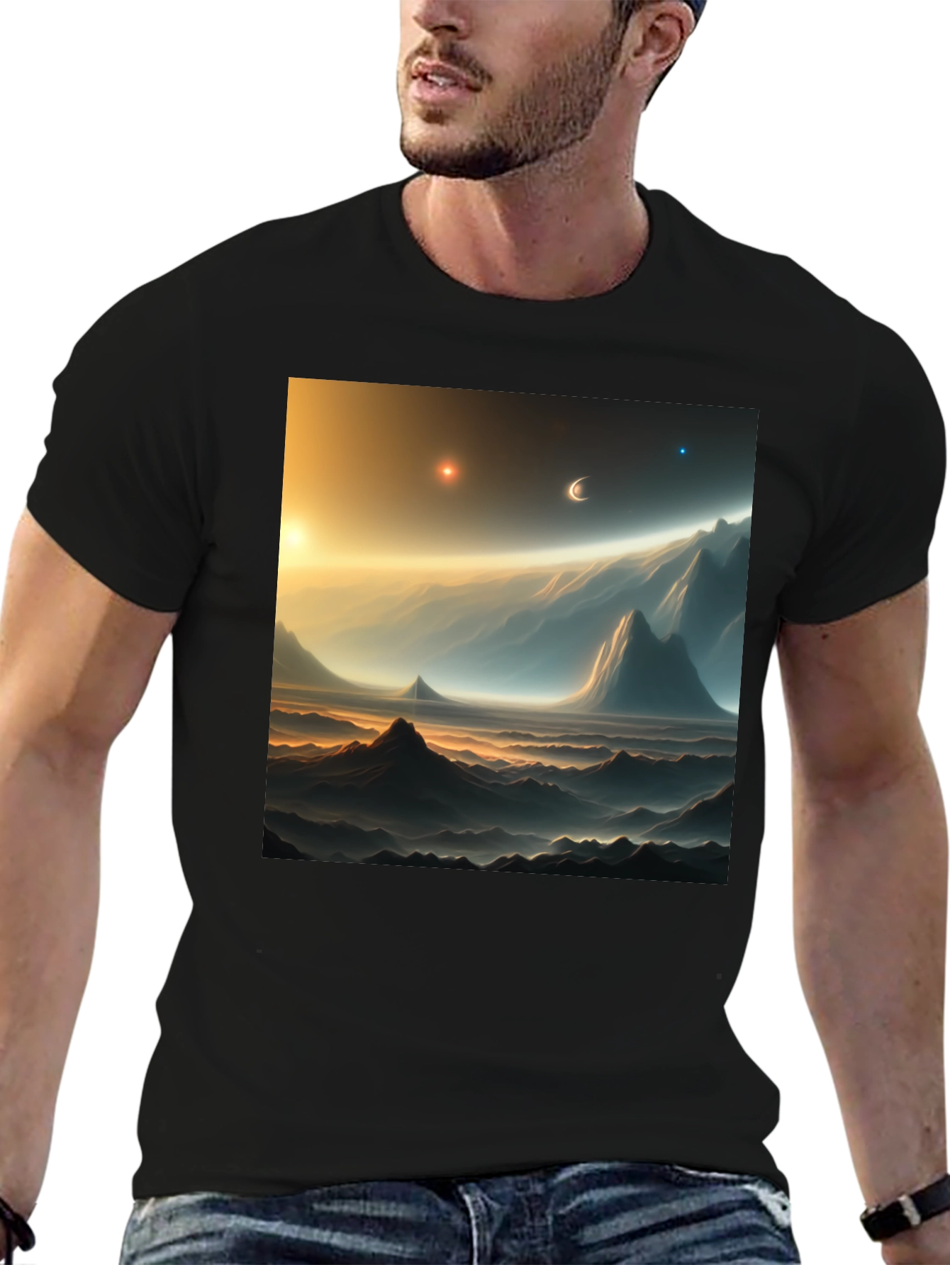 Cosmic Landscape Graphic Tee - Black
