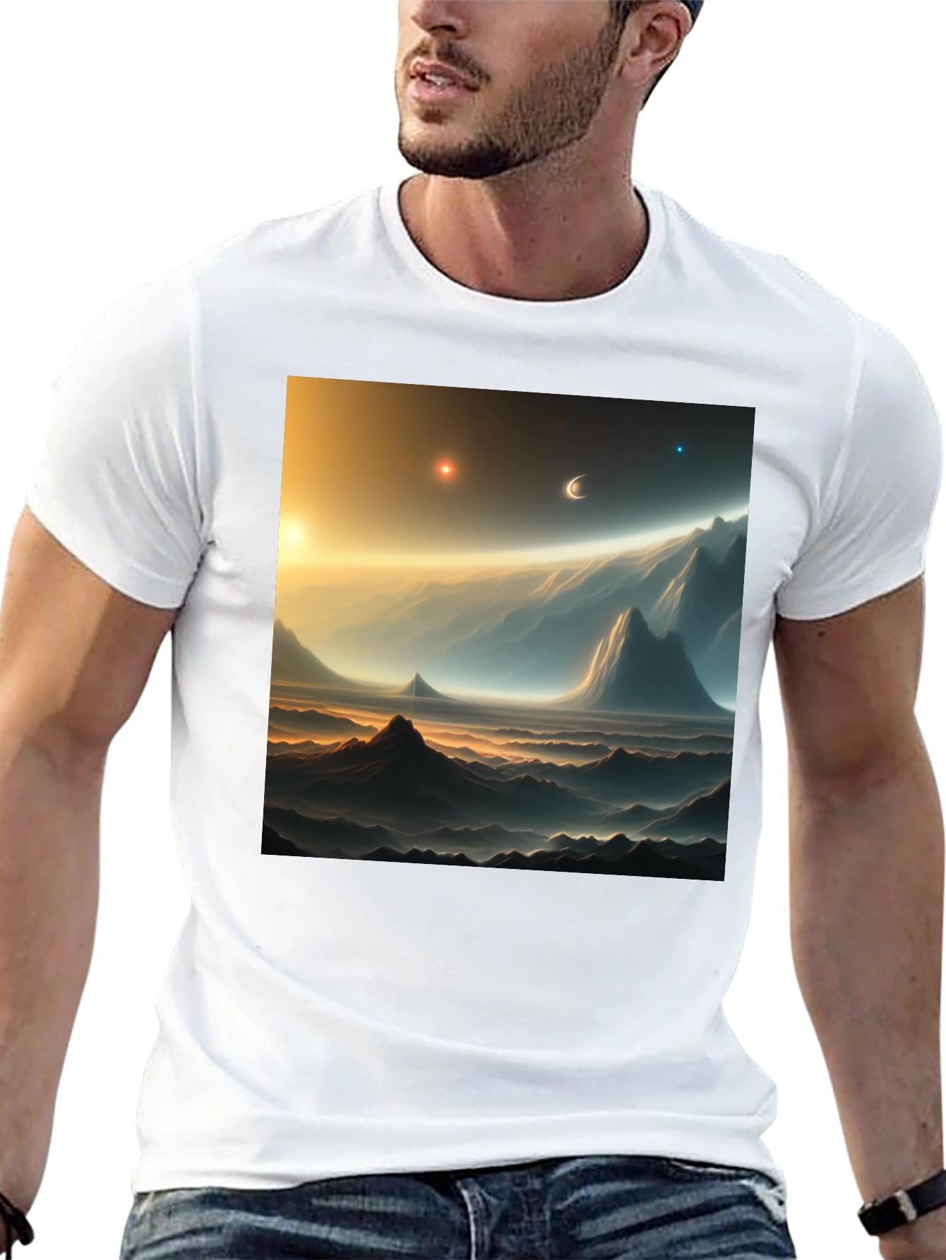 Cosmic Landscape Graphic Tee - Black