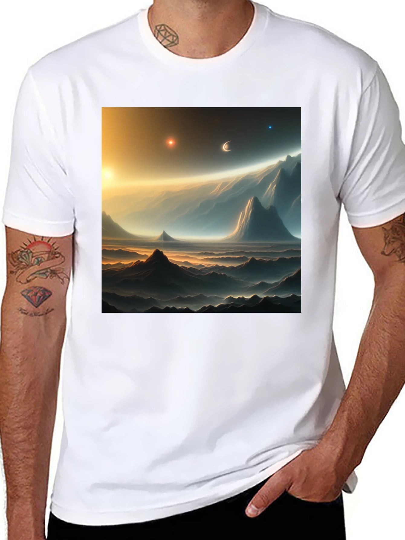 Cosmic Landscape Graphic Tee - Black