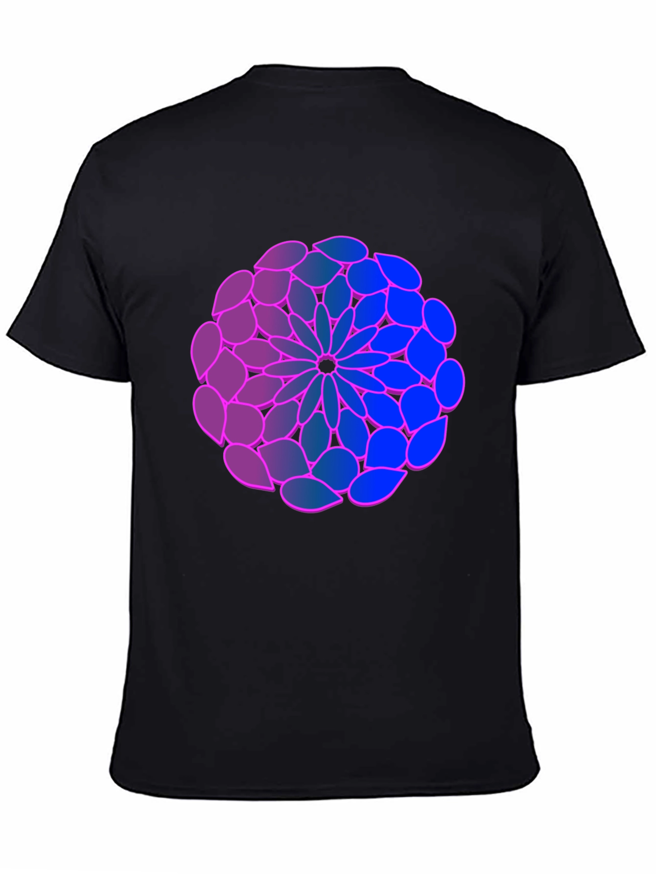 Geometric Flower T-Shirt: Blue-Purple Gradient Design