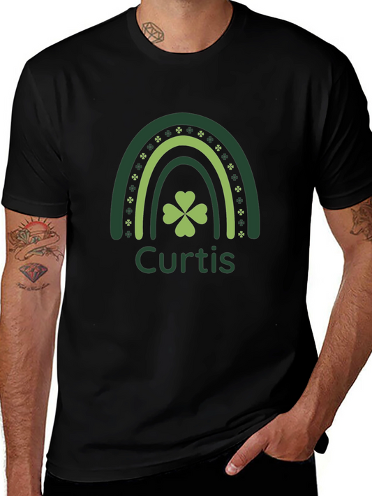 Curtis St. Patricks Day Rainbow Shamrock Personalized T-Shirt