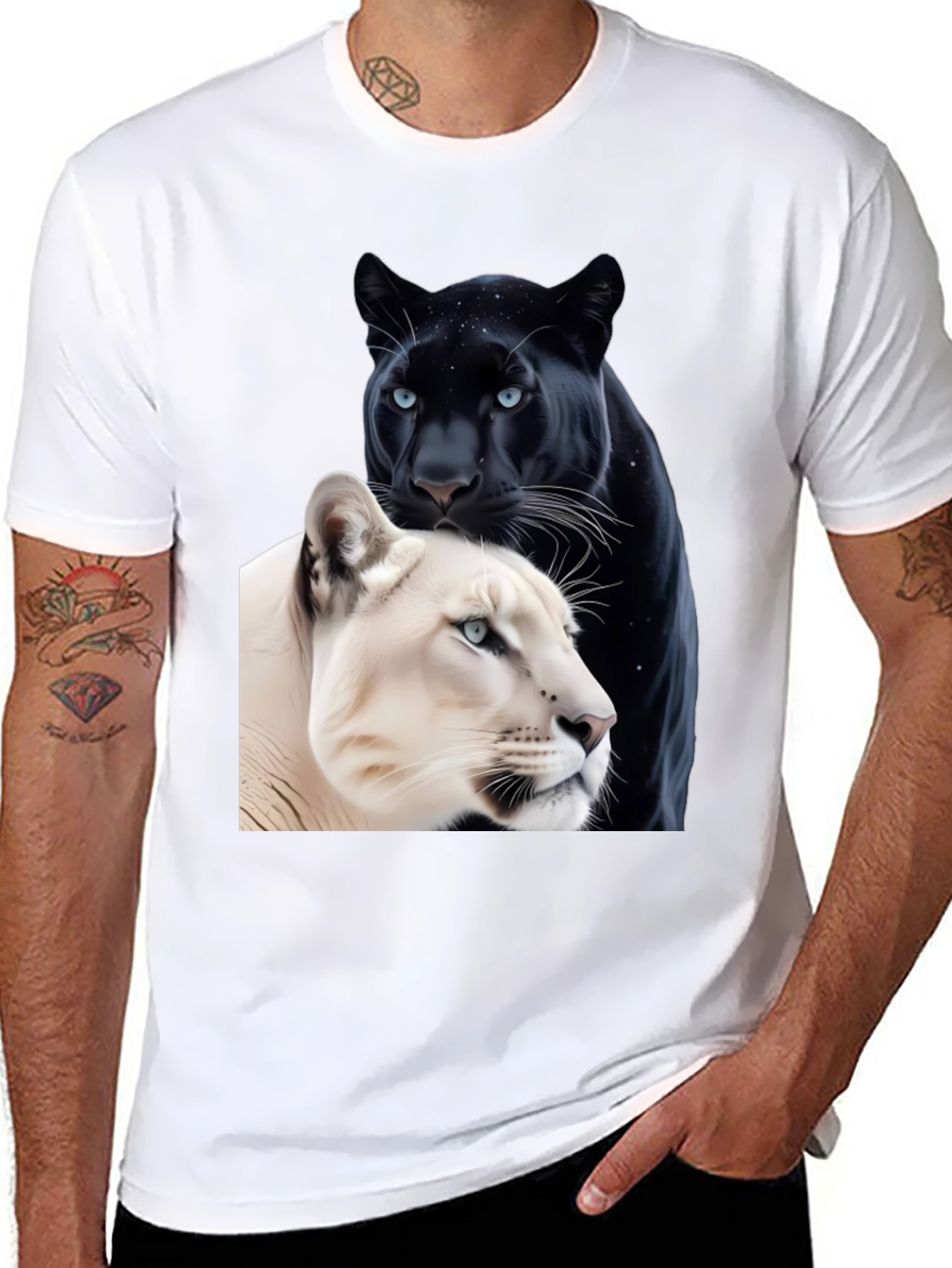 Panther Duo Graphic Tee - Black Cotton Blend