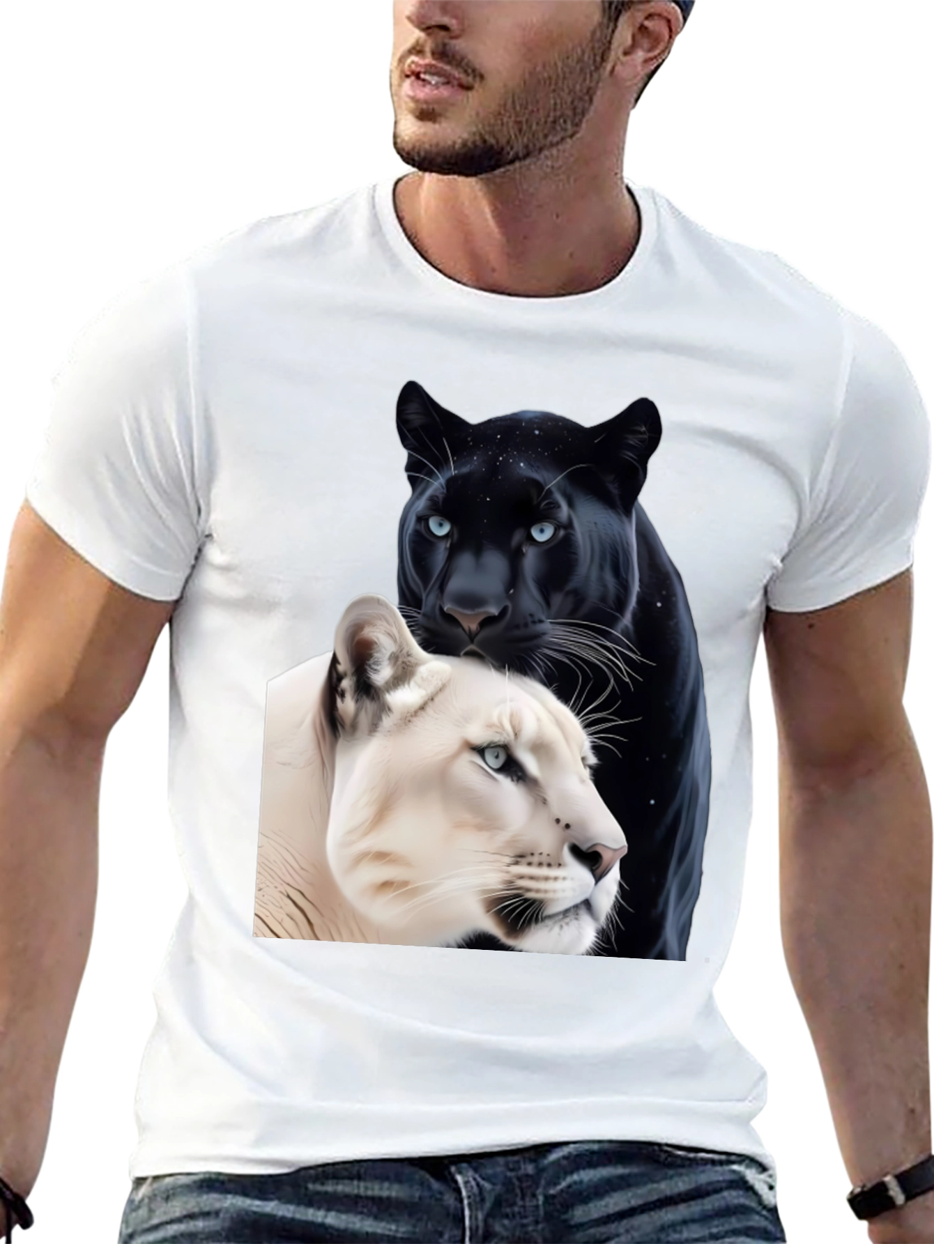 Panther Duo Graphic Tee - Black Cotton Blend