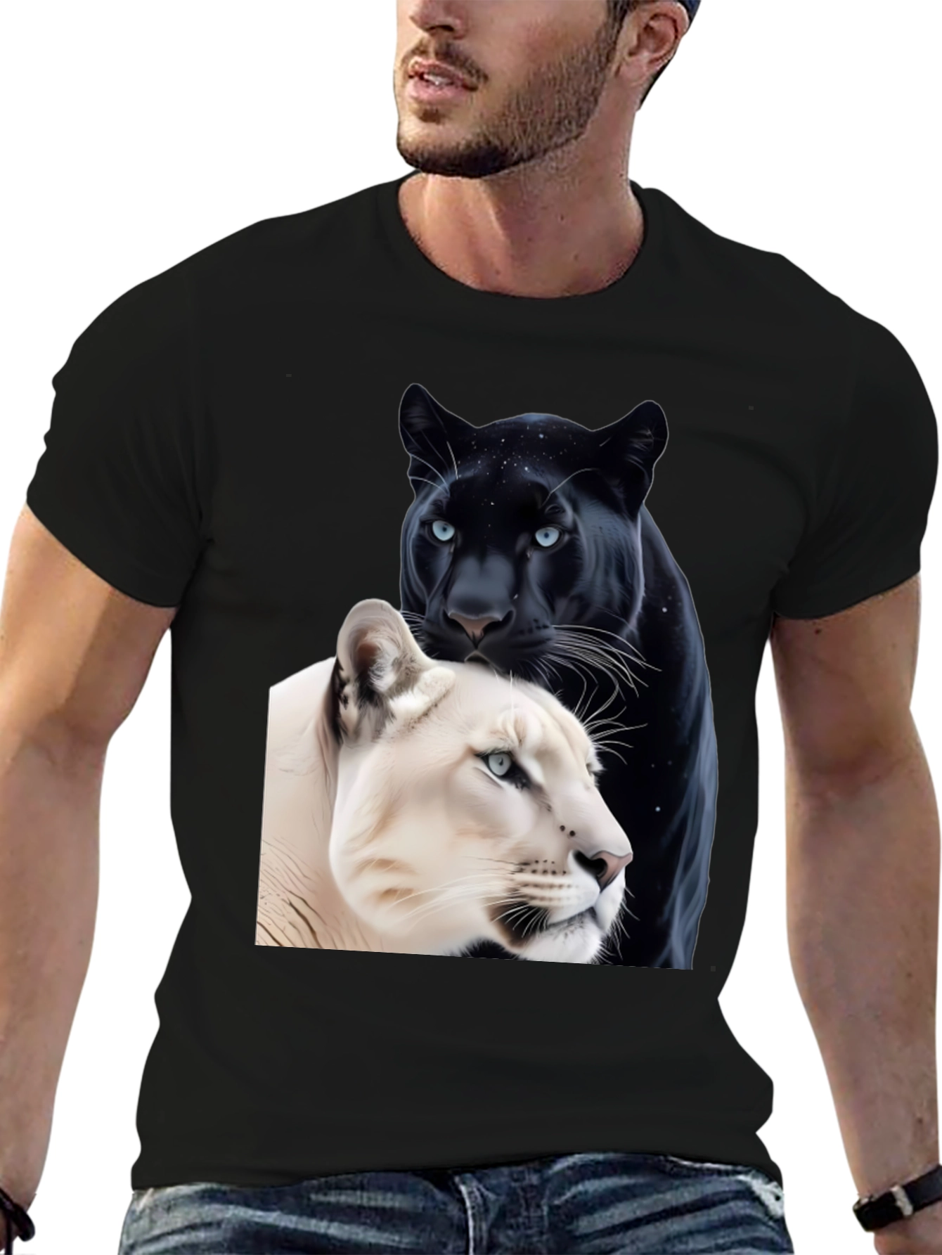 Panther Duo Graphic Tee - Black Cotton Blend