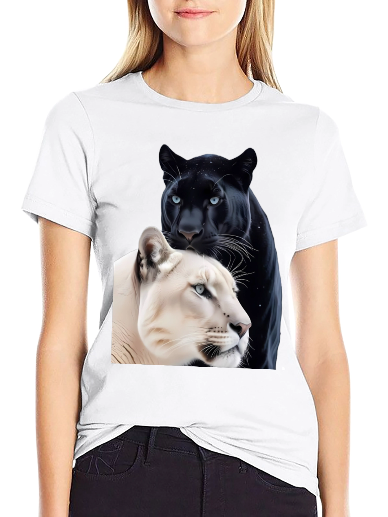 Panther Duo Graphic Tee - Black Cotton Blend