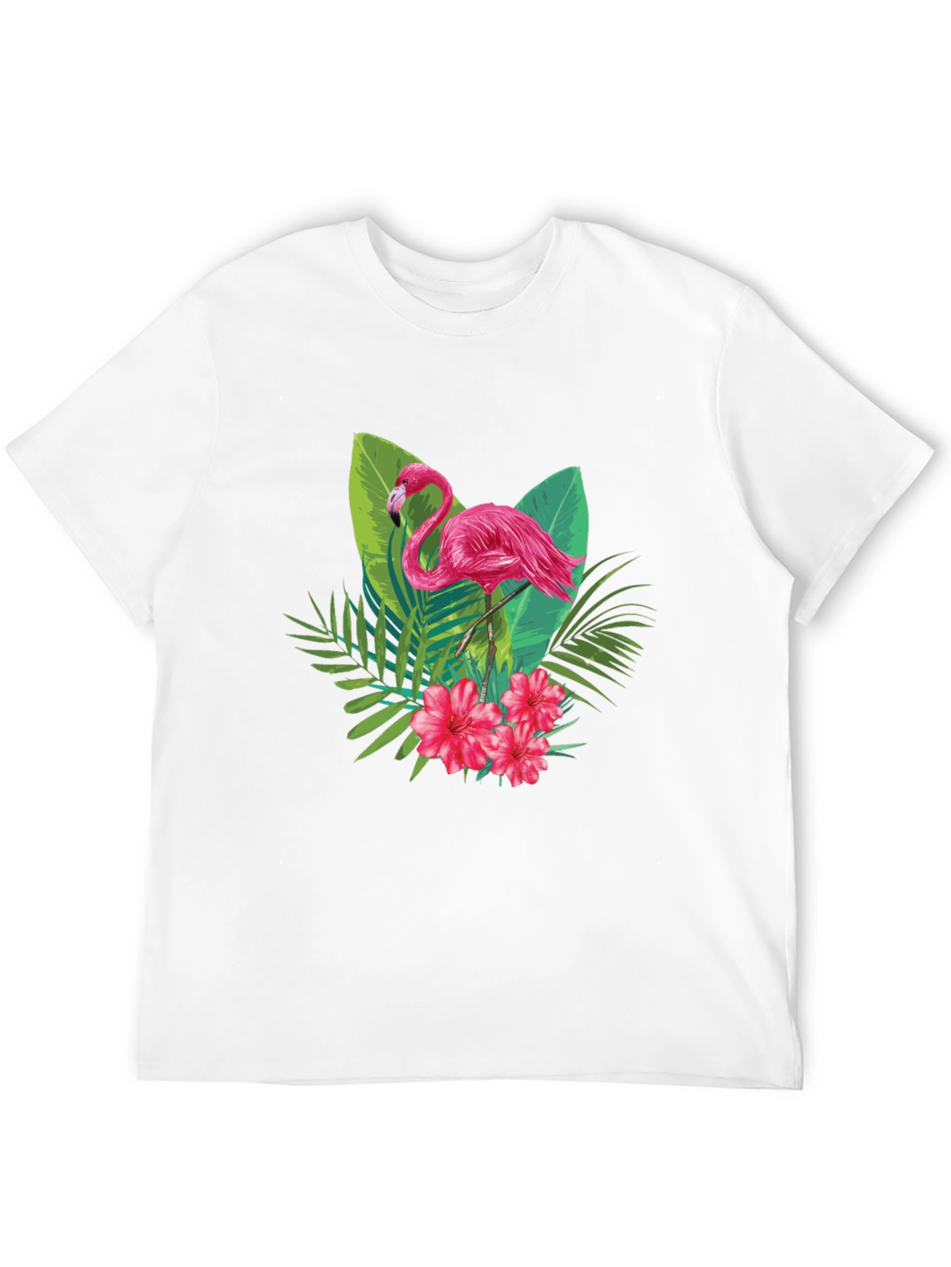 Tropical Flamingo Graphic Black T-Shirt