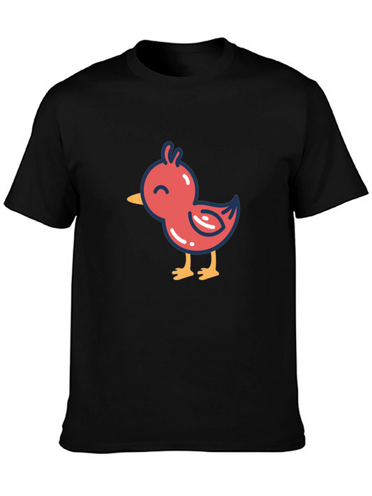 Cute Cartoon Chick Graphic T-Shirt - Black