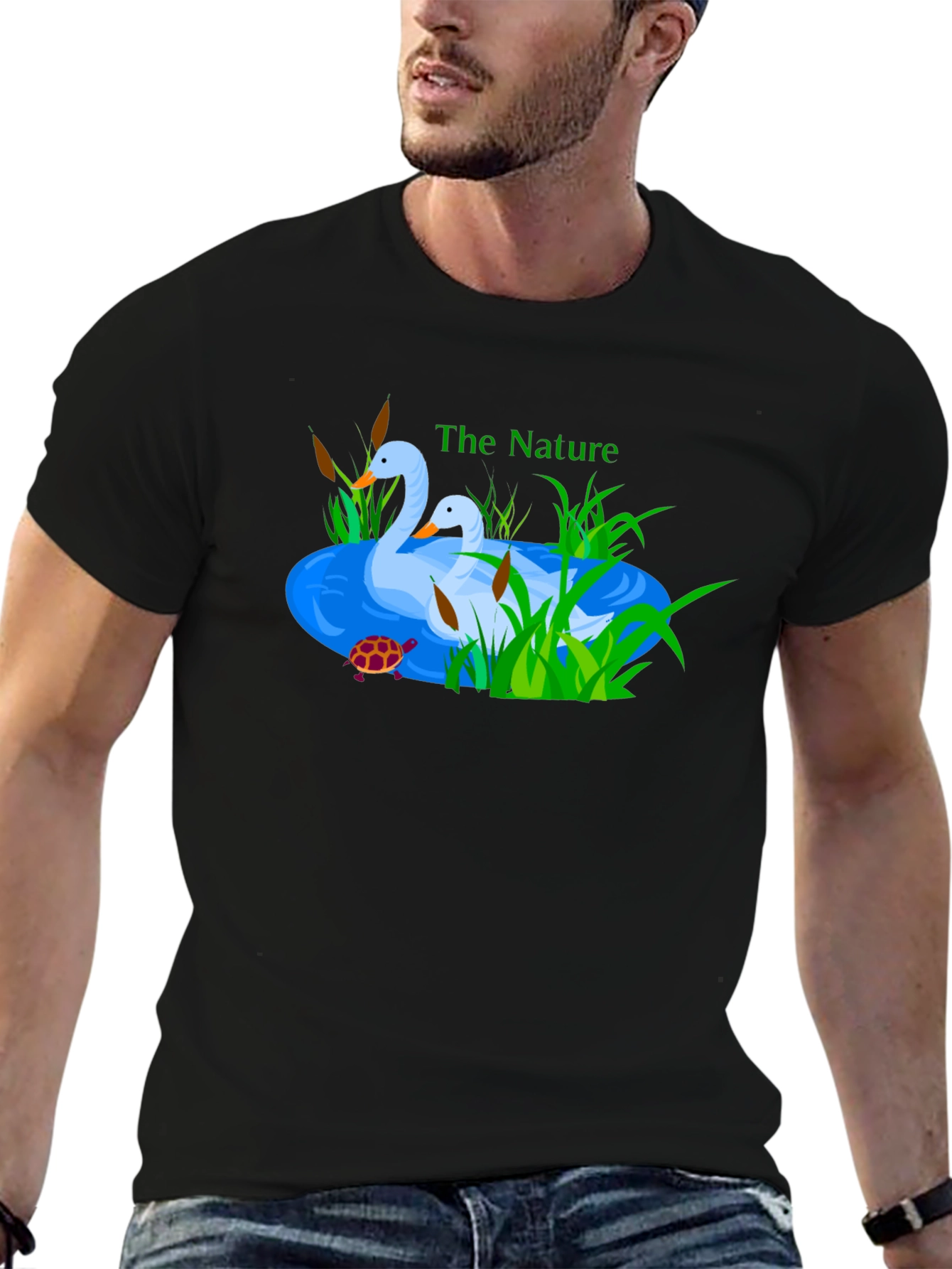 Nature-Inspired Black T-Shirt