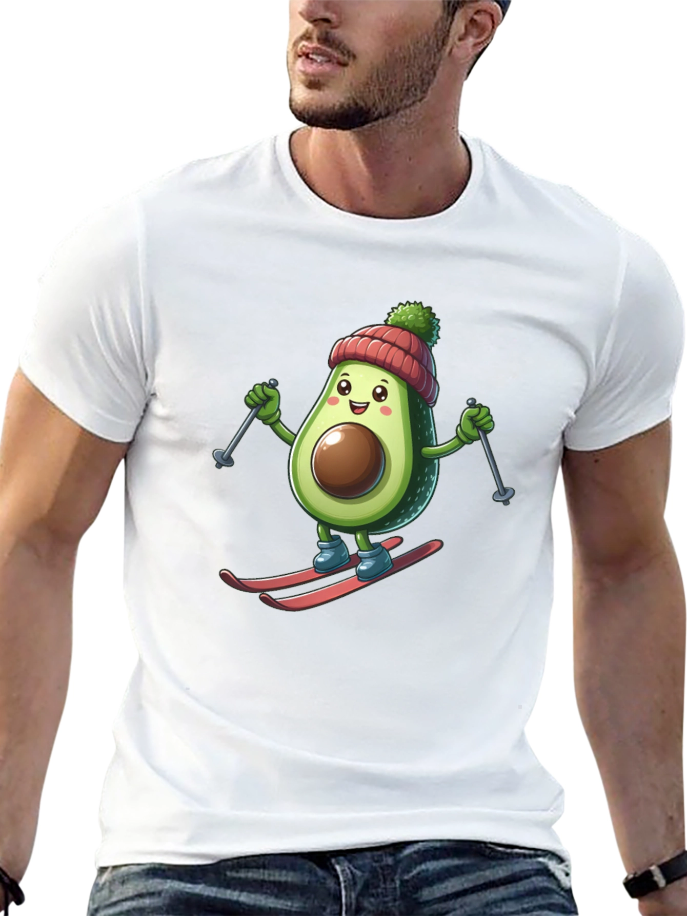 Avocado Skiing Graphic Tee