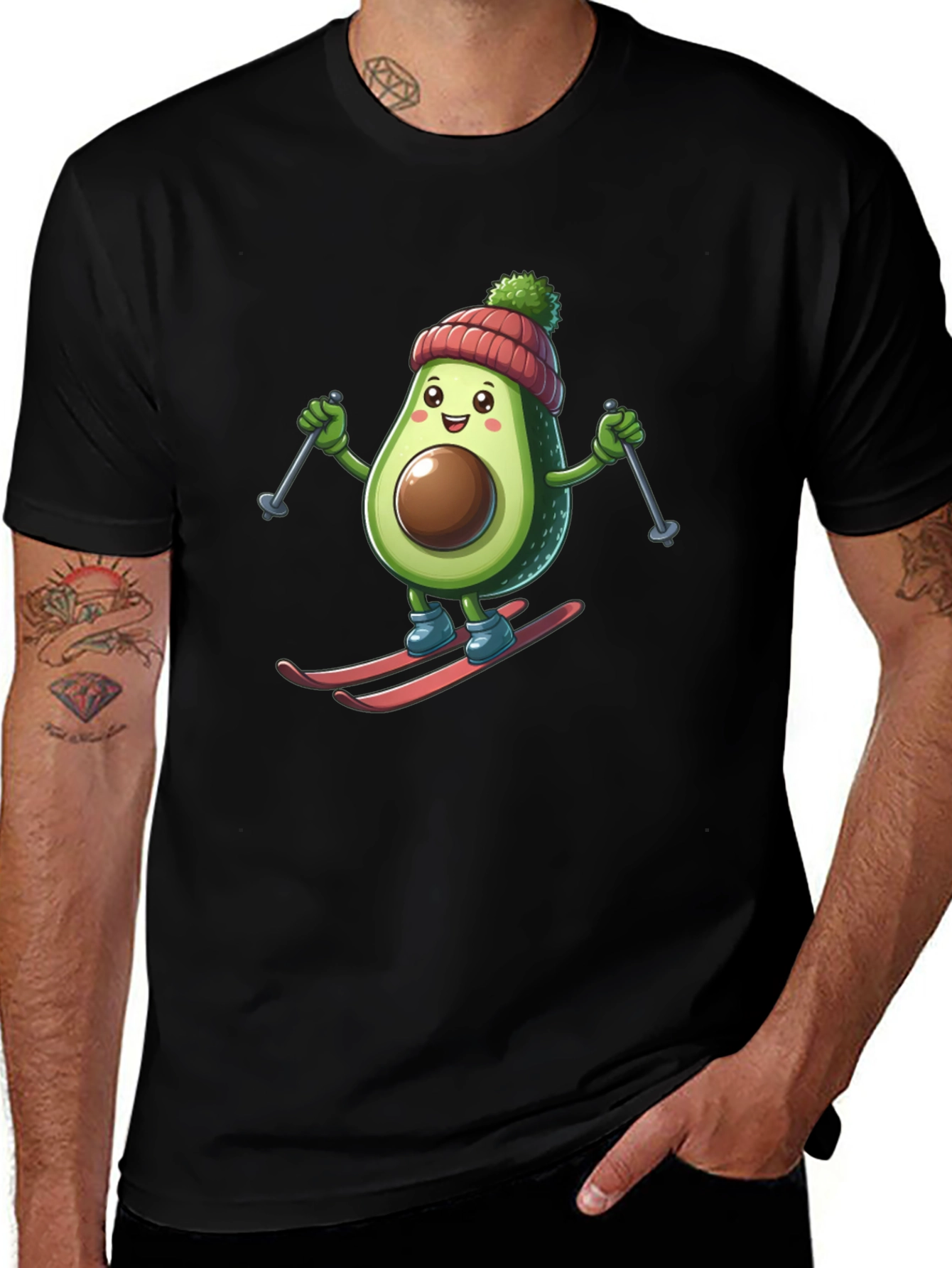 Avocado Skiing Graphic Tee