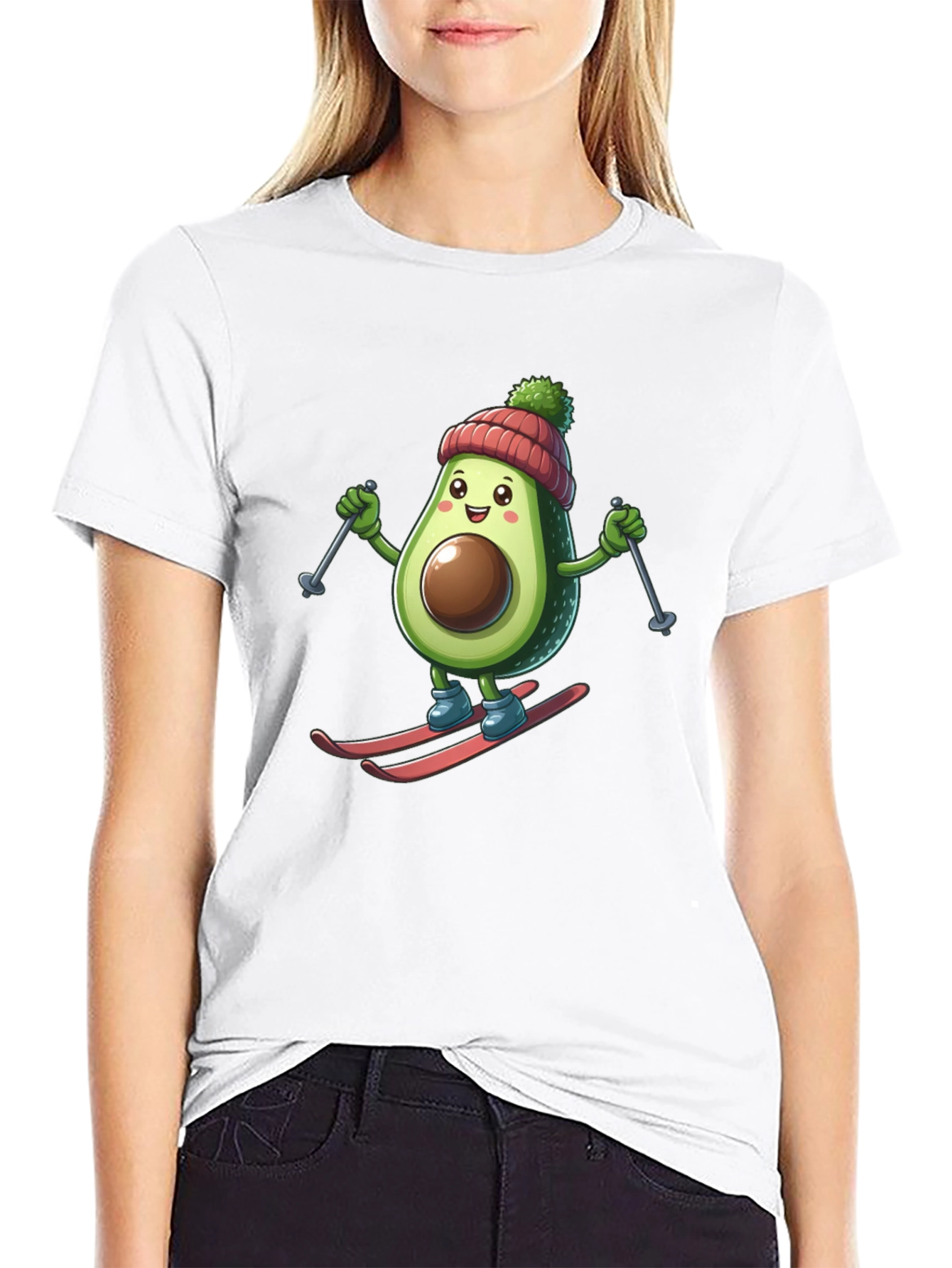 Avocado Skiing Graphic Tee