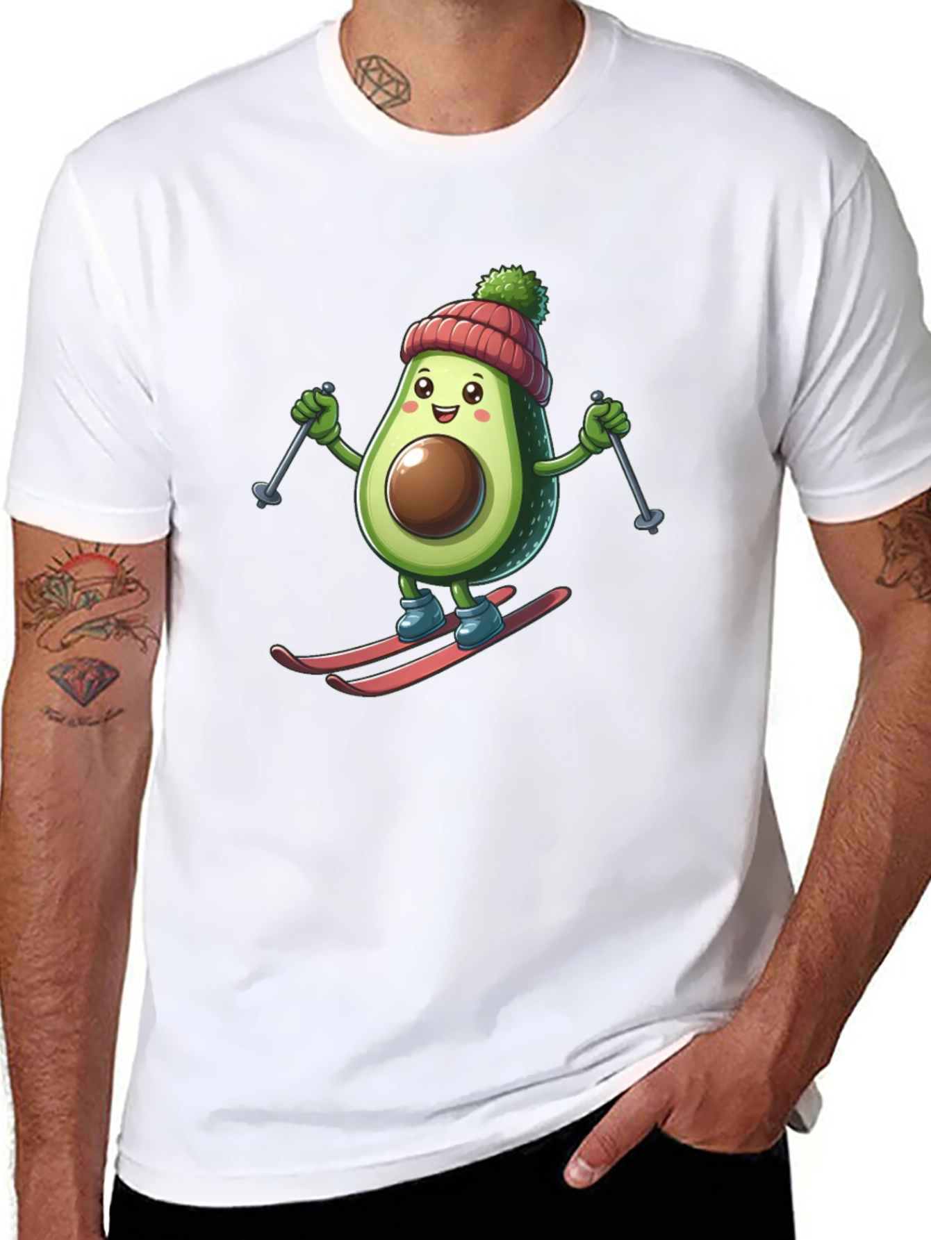 Avocado Skiing Graphic Tee