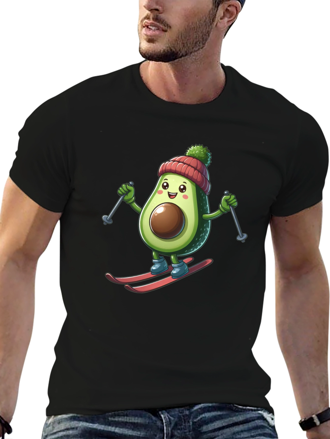 Avocado Skiing Graphic Tee