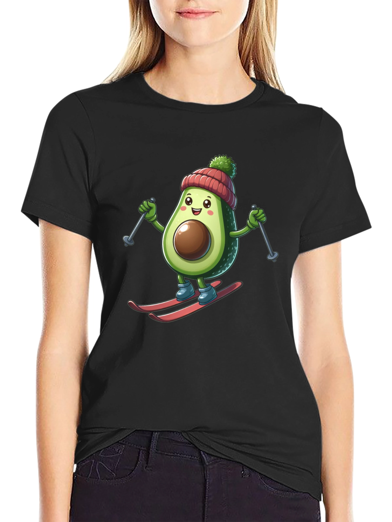 Avocado Skiing Graphic Tee