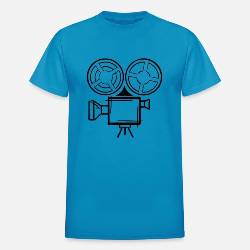 Old film camera drawing, template. Cameraman.