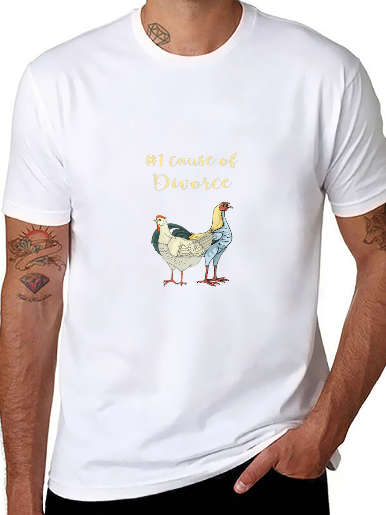Humorous Divorce Cause Chicken Graphic Tee
