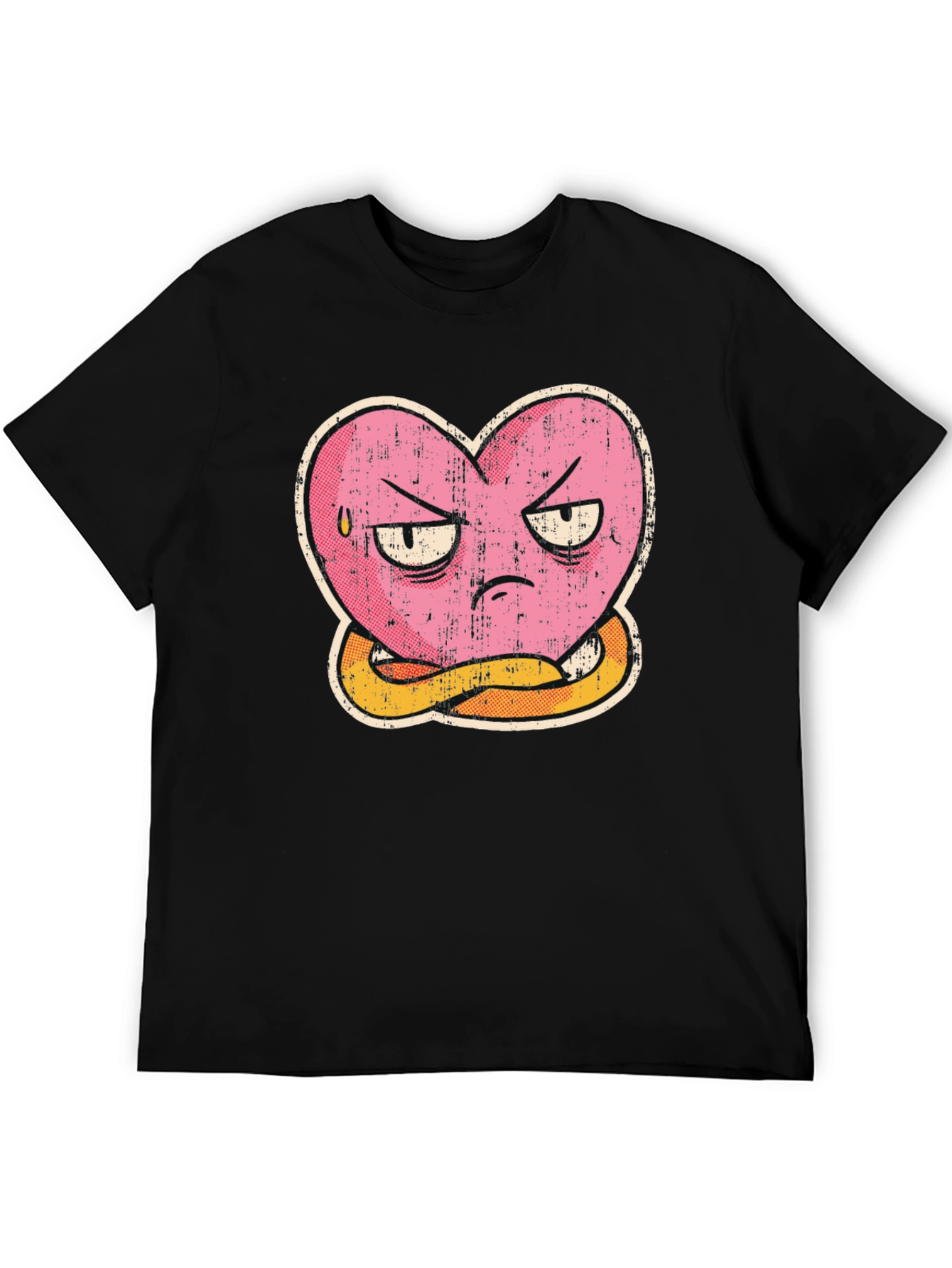 Grumpy Heart Graphic Tee - Mens Black T-Shirt