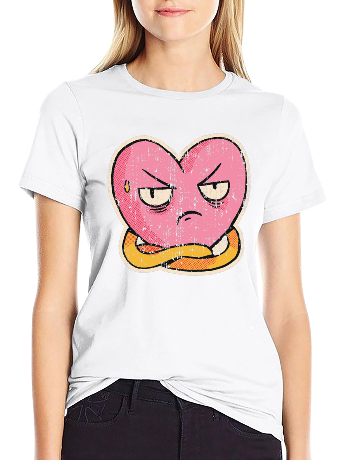 Grumpy Heart Graphic Tee - Mens Black T-Shirt