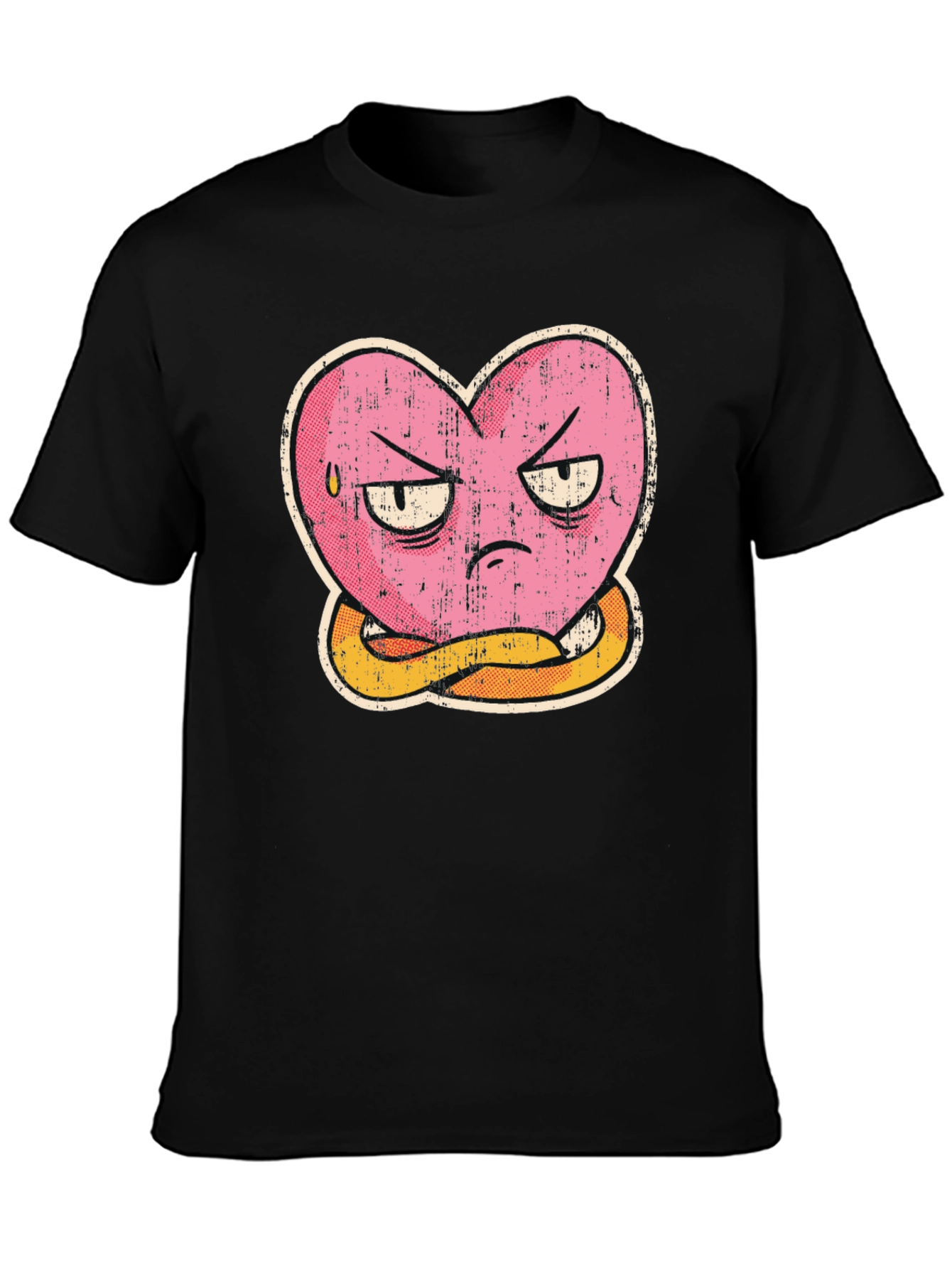 Grumpy Heart Graphic Tee - Mens Black T-Shirt