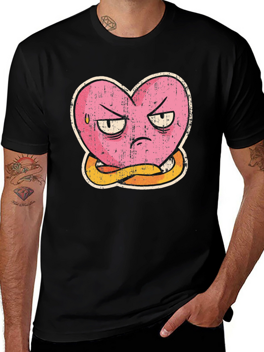 Grumpy Heart Graphic Tee - Mens Black T-Shirt