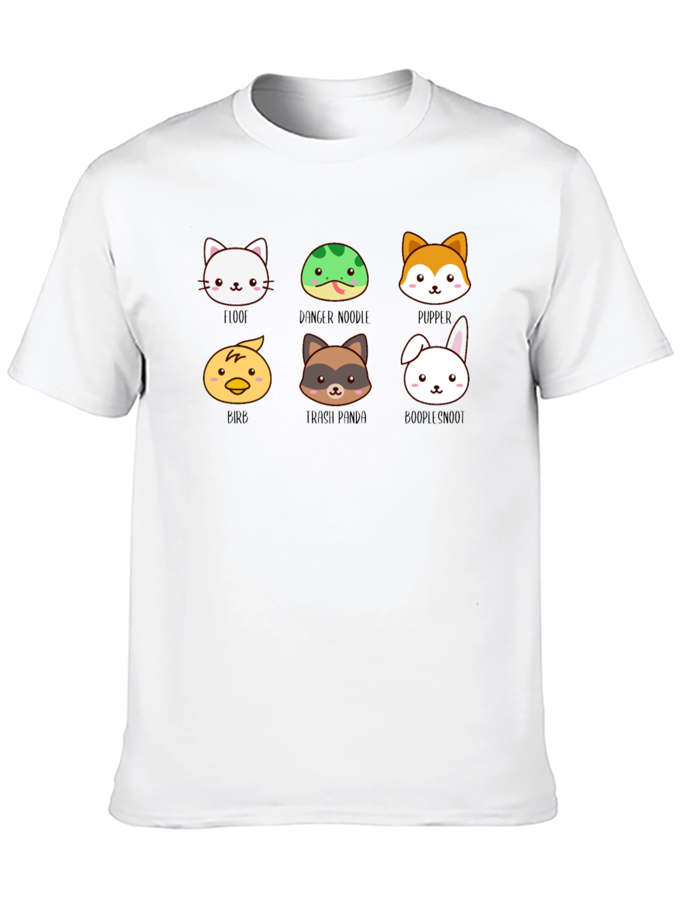 Cute Animal Faces Black T-Shirt