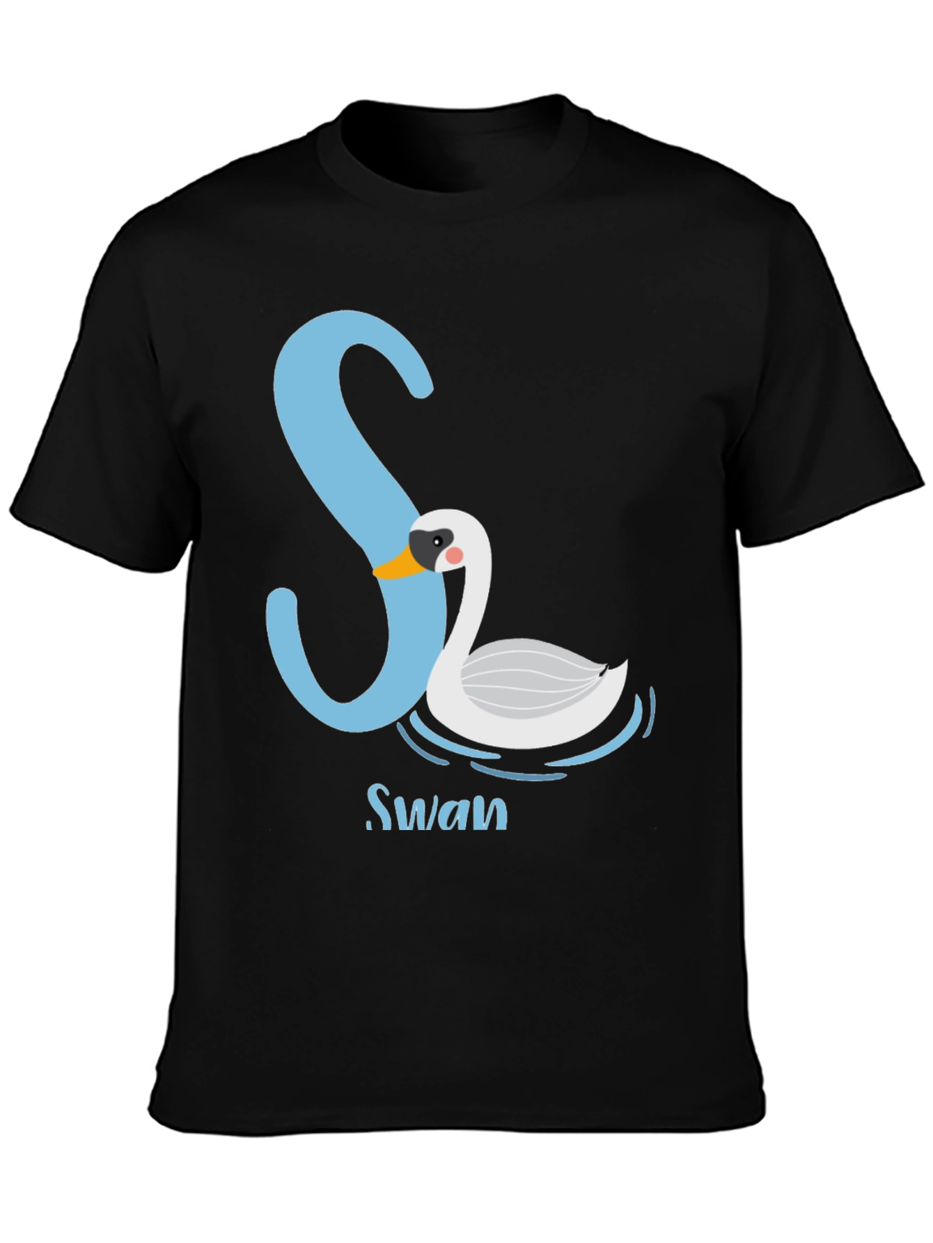 Stylish Black S Swan Graphic Tee