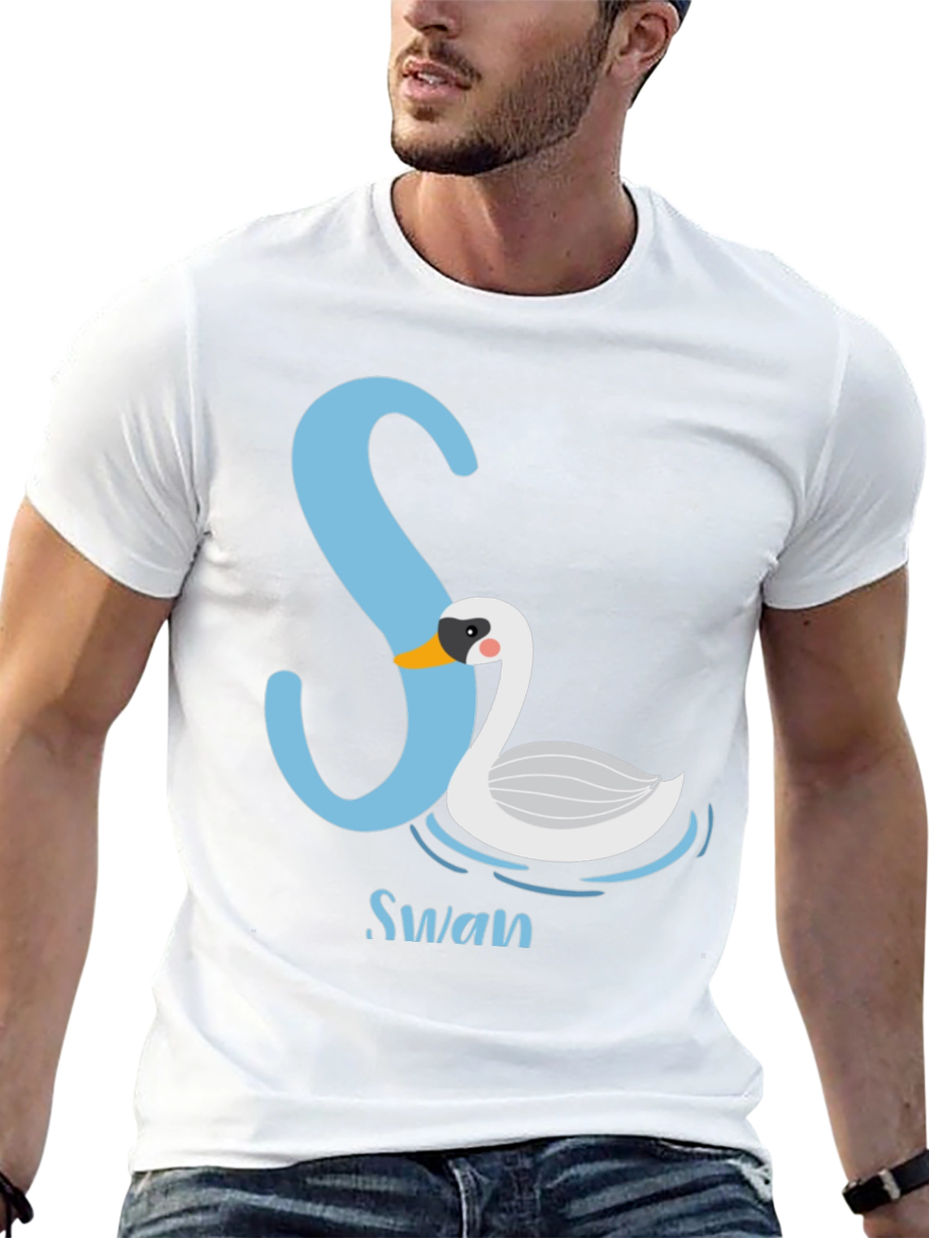 Stylish Black S Swan Graphic Tee