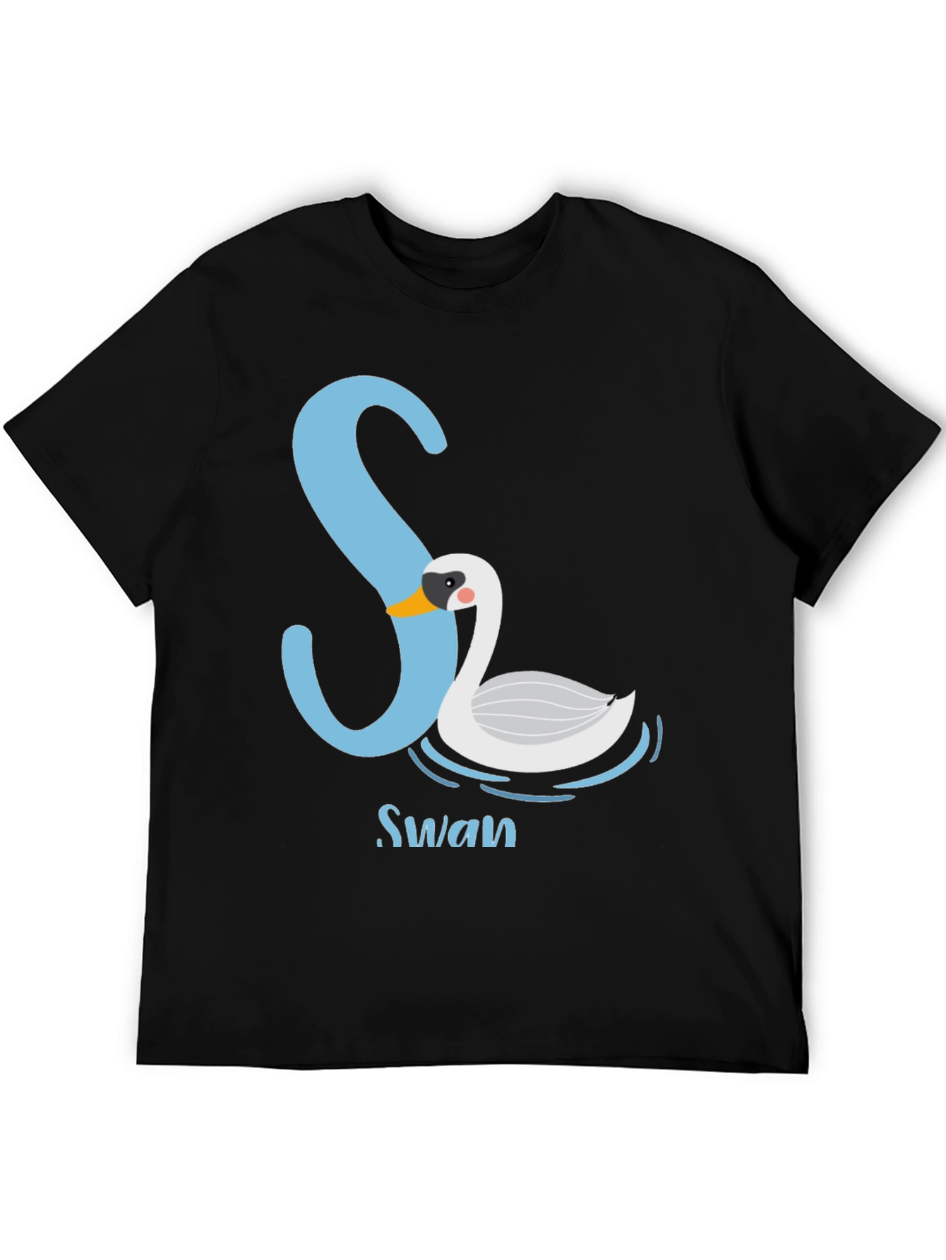 Stylish Black S Swan Graphic Tee