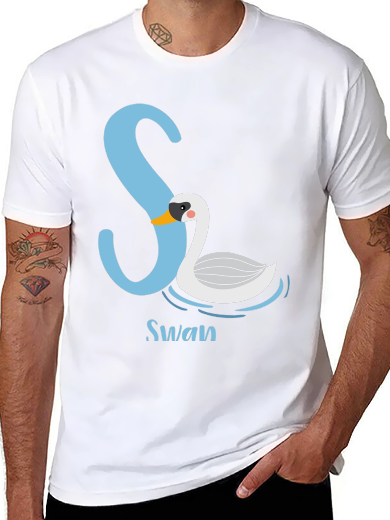Stylish Black S Swan Graphic Tee