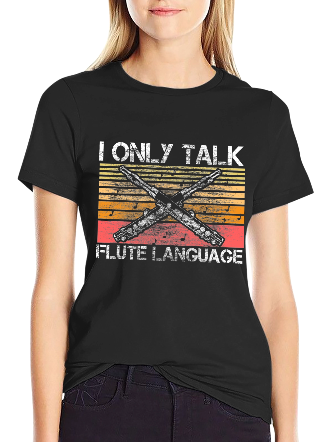 I Only Talk Flute Language T-Shirt - Musician Tee