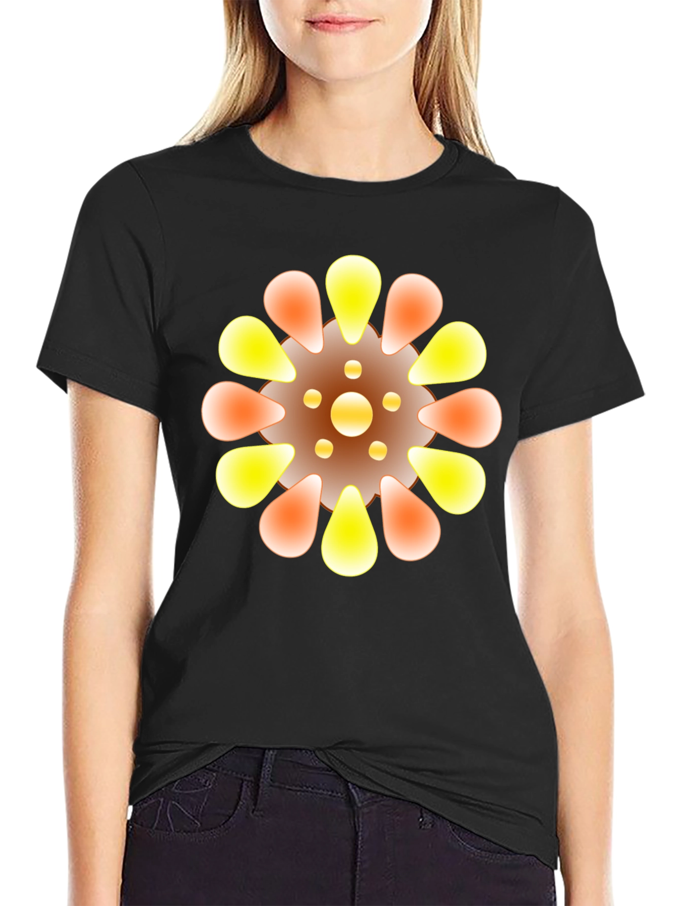 Abstract Floral Graphic Black Tee