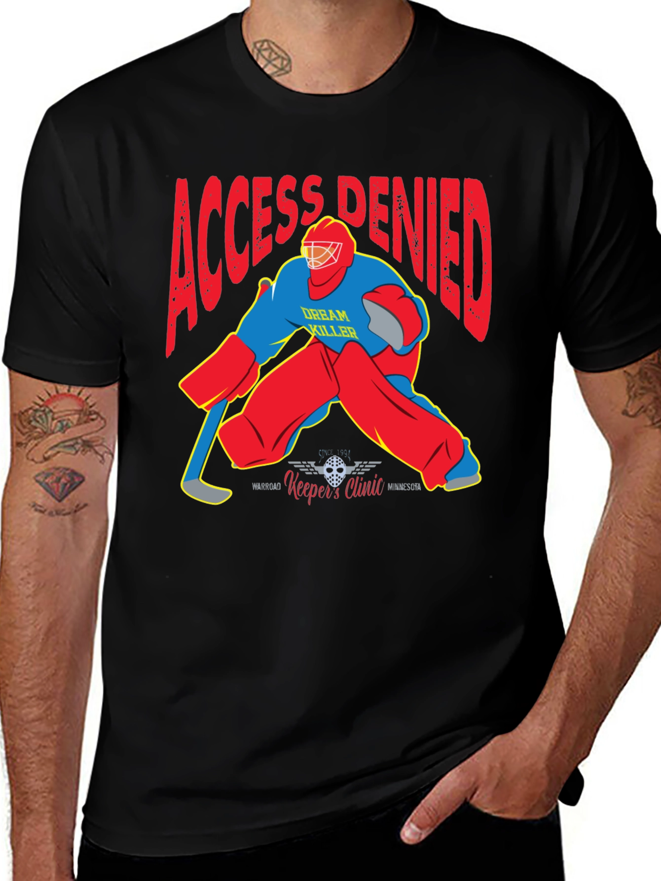 Access Denied Hockey Goalie Graphic T-Shirt