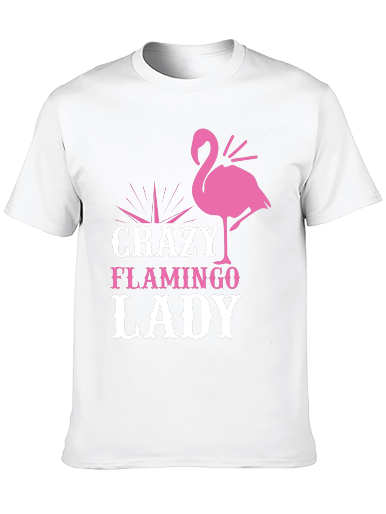 Crazy Flamingo Lady Graphic Tee - Black Cotton T-Shirt