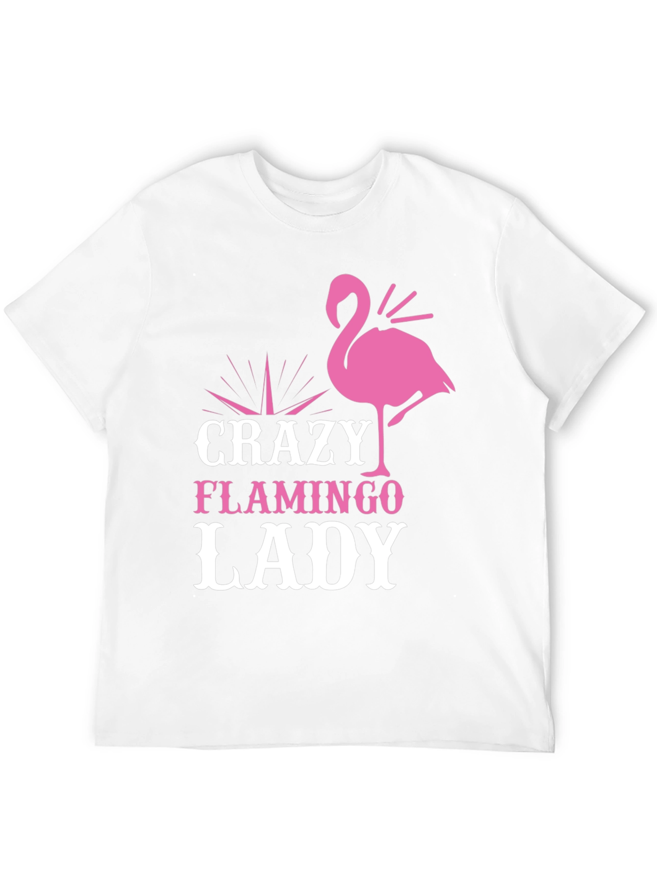 Crazy Flamingo Lady Graphic Tee - Black Cotton T-Shirt