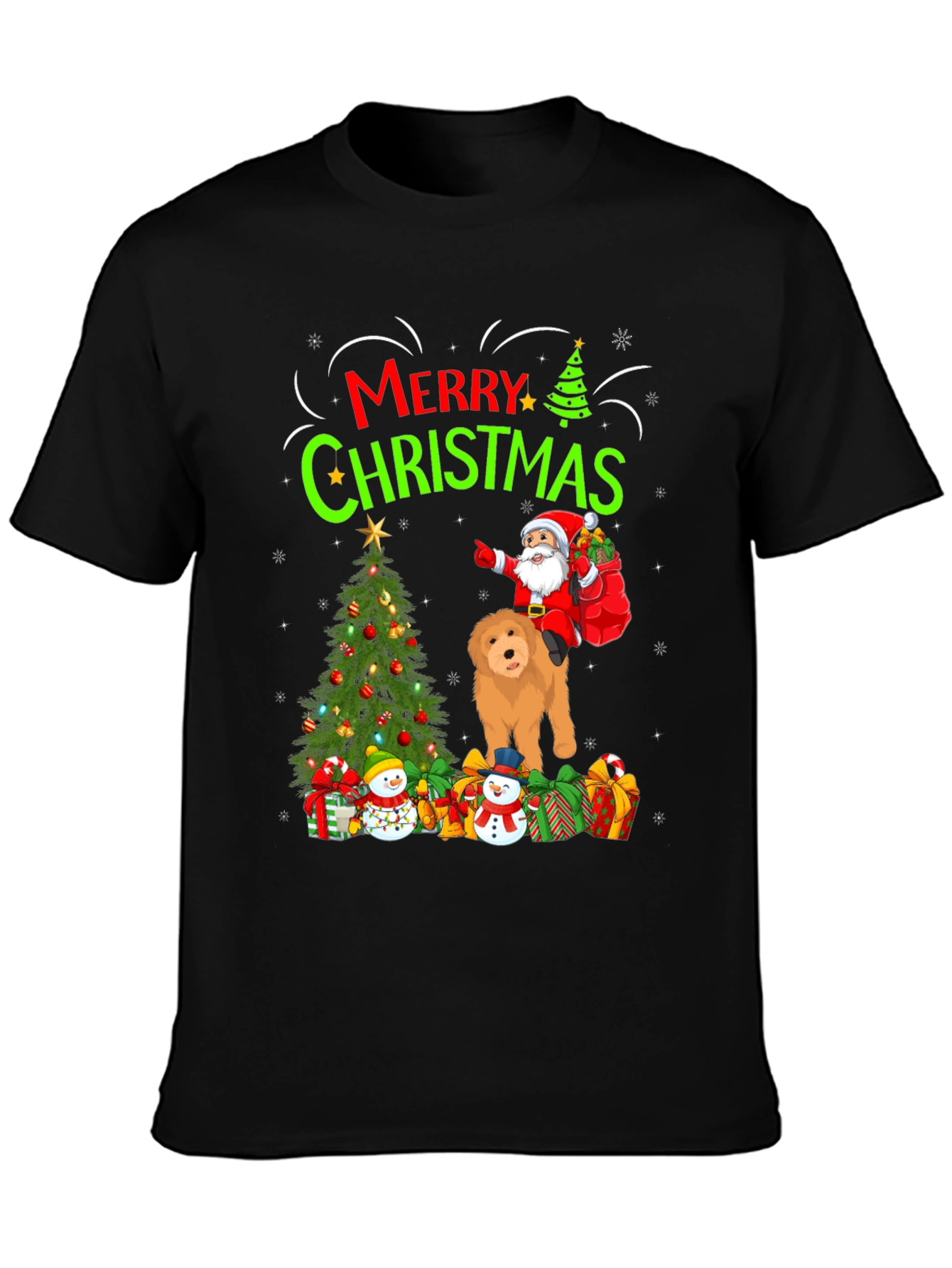 Merry Christmas Santa Dog Graphic T-Shirt